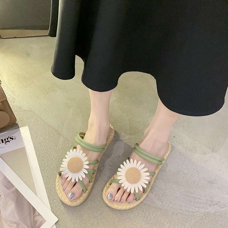 CYS COD Sandal tali bunga wanita import fashion korea kekinian slip on sendal cewek teplek lembut terbaru SPT-38