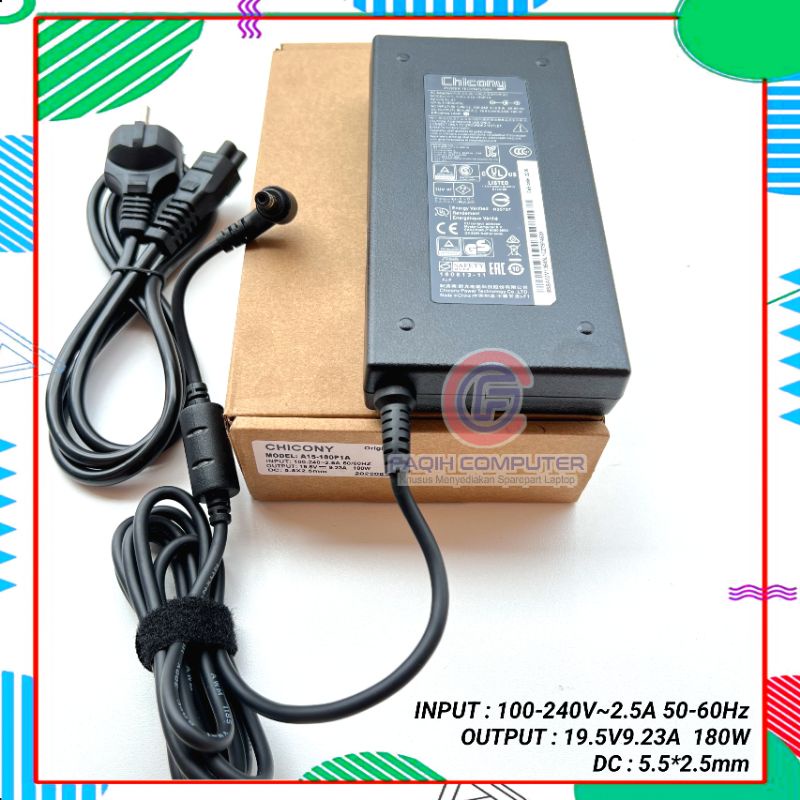 Adaptor Charger Laptop MSI 19.5V 9.23A 180W MSI GV62 GV72 GS65 GS63 GS63VR GS43VR GS60 GS70 GS73 GS73VR GS75 GF62 GE62 GE62VR GE62MVR GE72 GE72VR