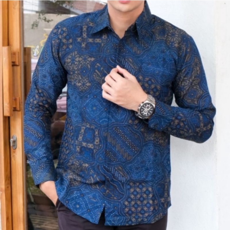 BAJU BATIK MAGENTA NAVY UNGU LILAC kemeja pria PANJANG terbaru ORIGINAL PENDEK PREMIUM KEKINIAN