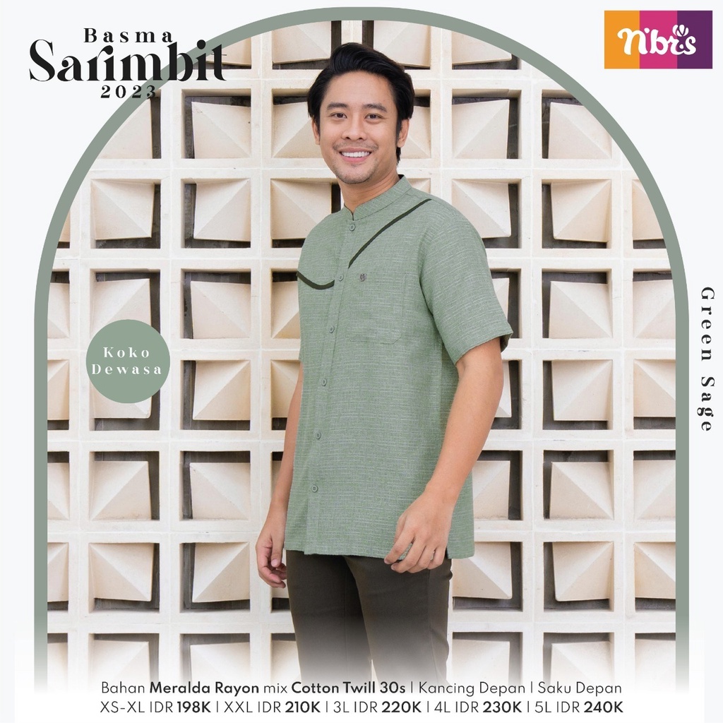 Nibras Couple Pasangan Suami Istri Sarimbit Terbaru 2023 Basma Green Sage Promo Nbrs Koko Gamis Dewa