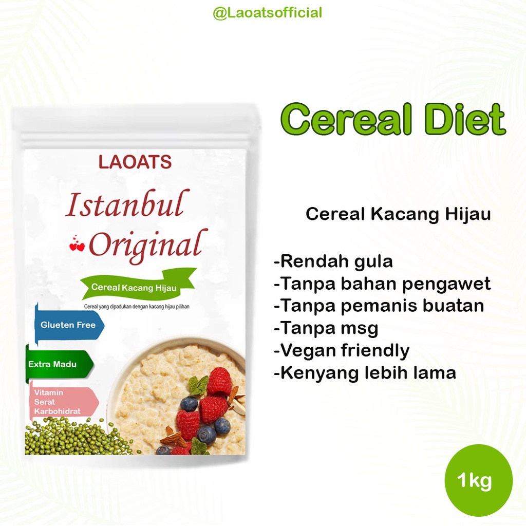 

Sereal Diet Pelangsing Penurun Berat Badan Rolled Oat Almond Milk Chia Seed Oatmeal Rendah Gula Kacang Hijau Laoats Istanbul Original (1kg)