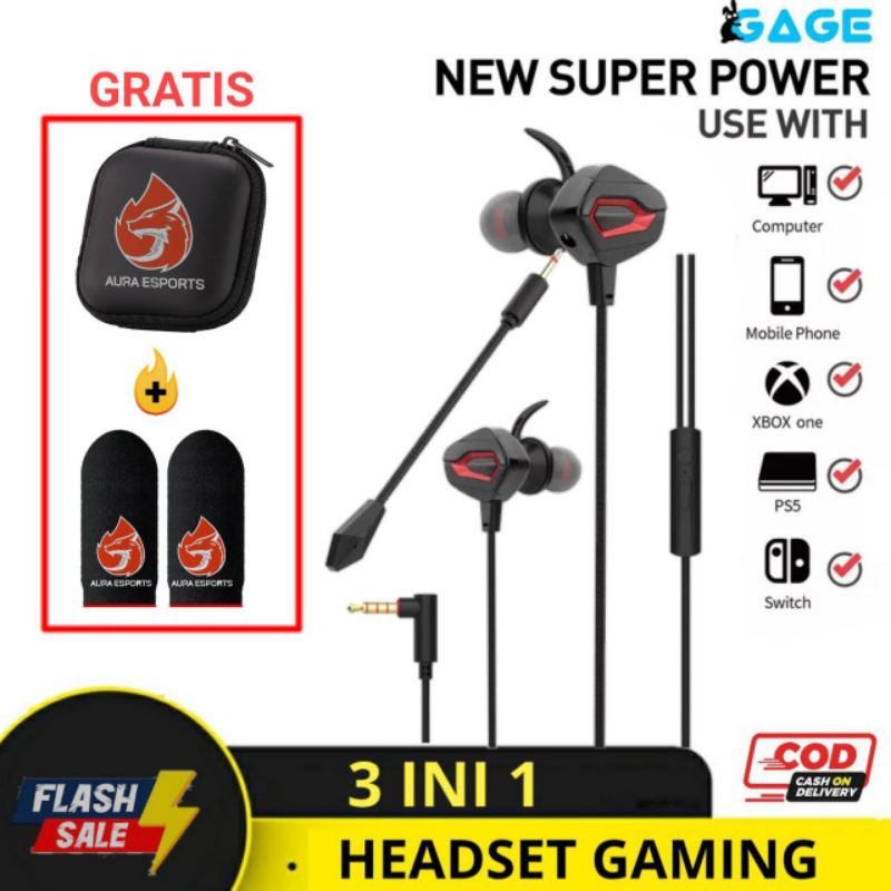 FREE BOX - HEADSET GAMERS MIC EARPHONE GAMING BASS FULL BASS PREMIUM