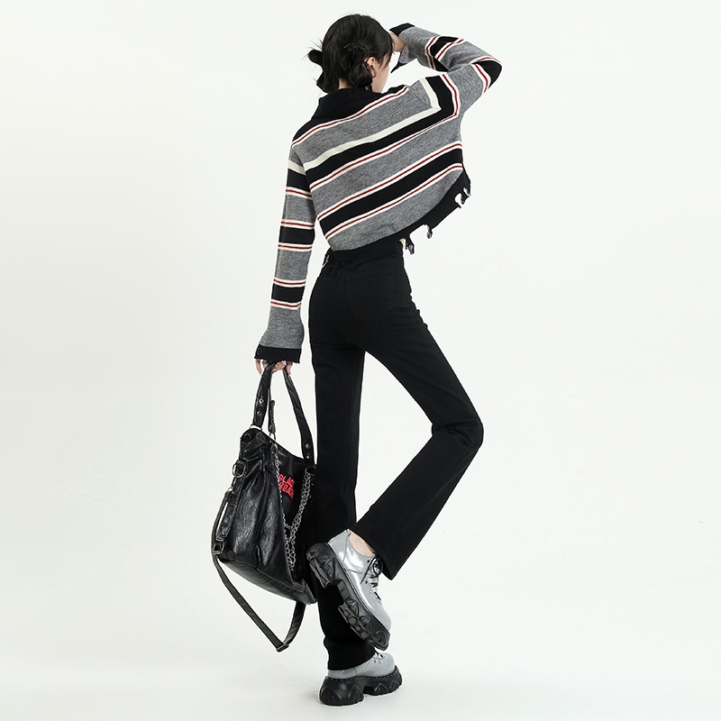 hitam new highwaist straight skinny celana jeans panjang wanita