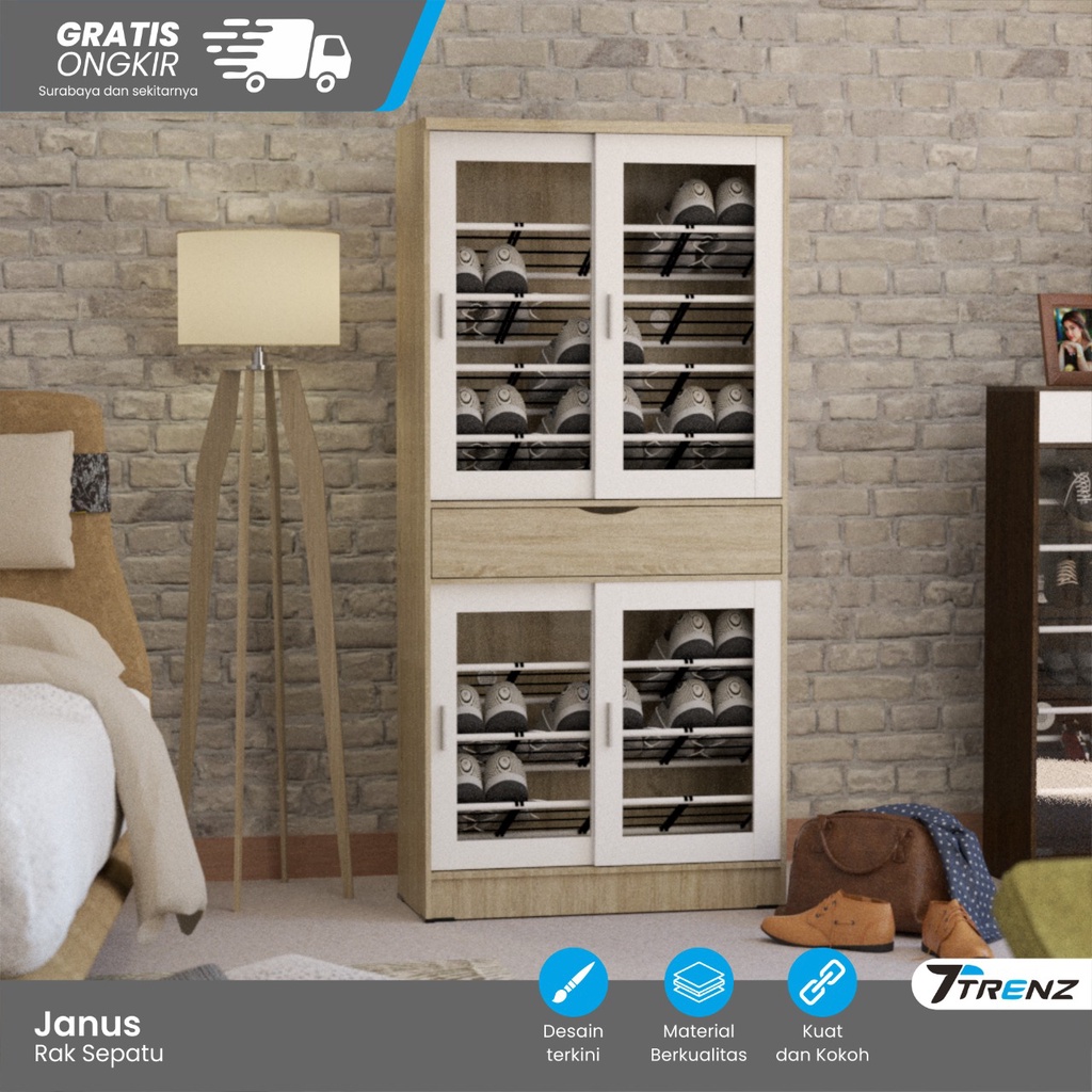 Trenz Furniture - Rak Sepatu Kaca Lemari Sepatu ukuran besar RSK JANUS