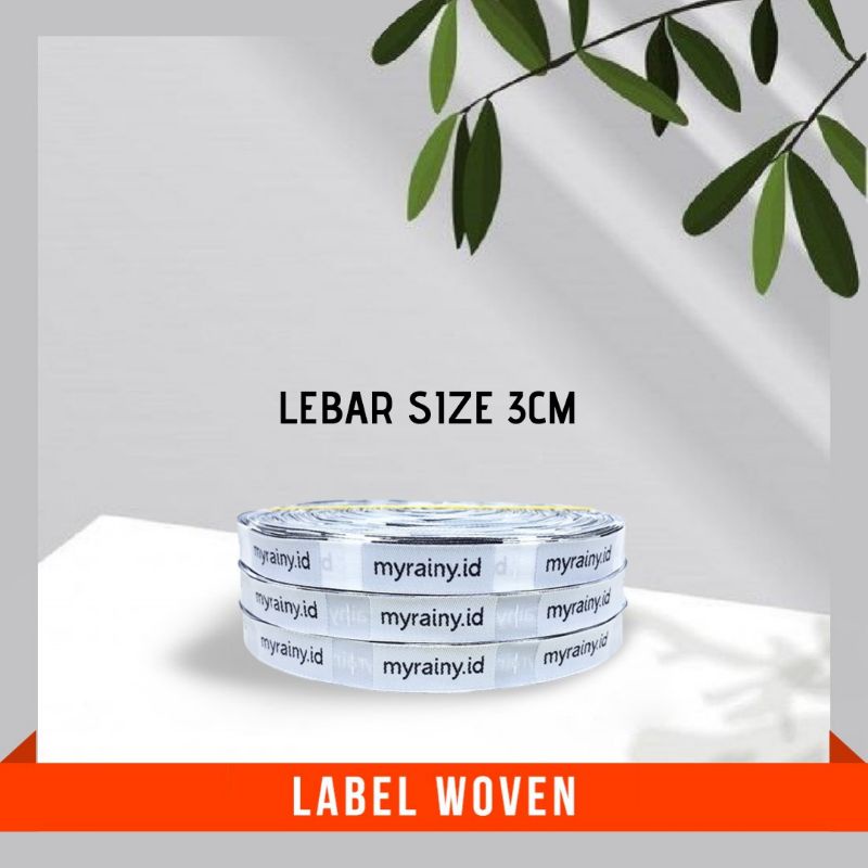 

Label Woven Custom Bordir Damask Label Baju Nama Merk Size Lebar 3cm Roll 100 Lusin