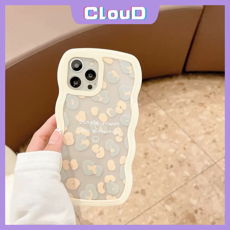 Case Untuk Samsung A04s A14 A12 A13 A04E A53 A03 A20 A52 A22 A03s A50s A30s A04 A23 A33 M22 A52s A21s A31 A32 A50 A20s A11 A02s A51 Fashion Motif Leopard Lembut Bergelombang Tepi Smile Cover