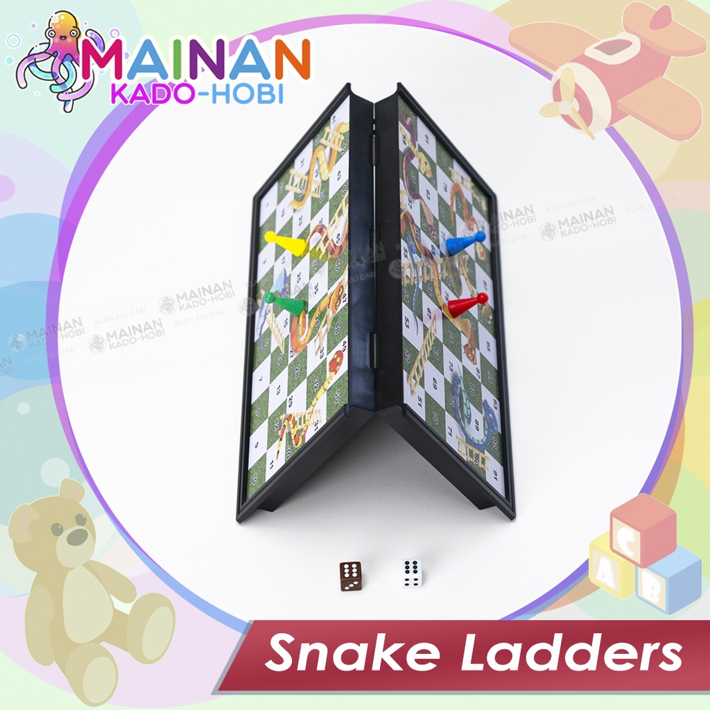 MAINAN ANAK MAGNETIC BOARD GAME DADU ULAR TANGGA SNAKE LADDER