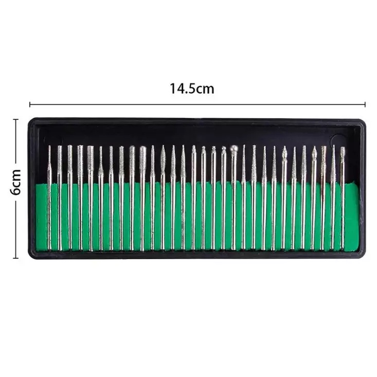 Diamond Bor Drill Bit Set 30pc  Mata Diamond Bur Burr Mini Grinder Mata Ukir Tuner Cun Ukir Grafir Engraving Keramik Batu Bor Mini Grinder