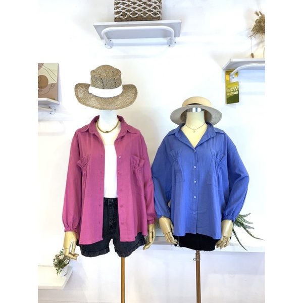 Gladis Pocket Serut Linen Shirt | Kemeja Kerja Premium Wanita | Kemeja Hangout |  Kemeja Kuliah |