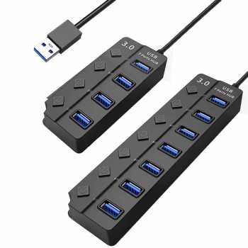 Usb Hub 7 Port High Speed Extender 1xUSB 3.0 &amp; 6xUSB 2.0 Super Cepat With Switch  / Adapter Port Usb Portable Colokan Konektor Extender Untuk Kabel Mouse Flashdisk Flash Drive Keayboard Printer For Laptop Pc Komputer / Cabang USB Murah Simpel Ringkas USB