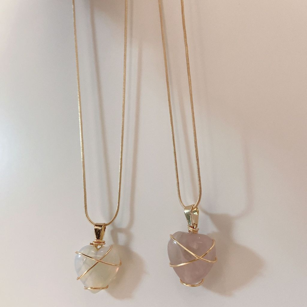 Aksesoris Kalung Opal Pink Aksesoris Cinta Liontin Kepribadian Fashion