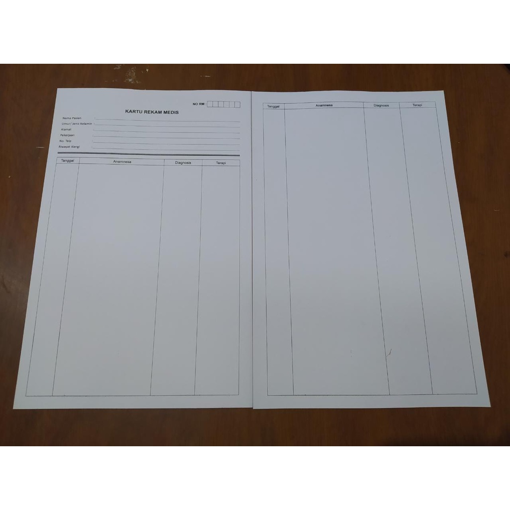

Cetak Custom Rekam Medis/ Kartu Berobat/ Kartu Pasien ukuran F4/ Folio
