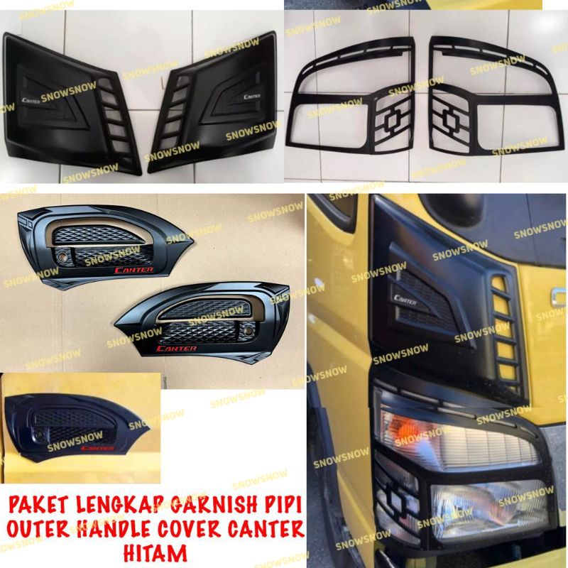 Paket Garnish Depan Pipi Outer Handle Cover Mitsubishi Canter Hitam