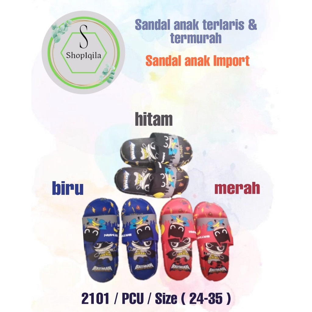 Sandal selop anak laki-laki import karakter superhero bahan jelly balance 2101-S (24-35)