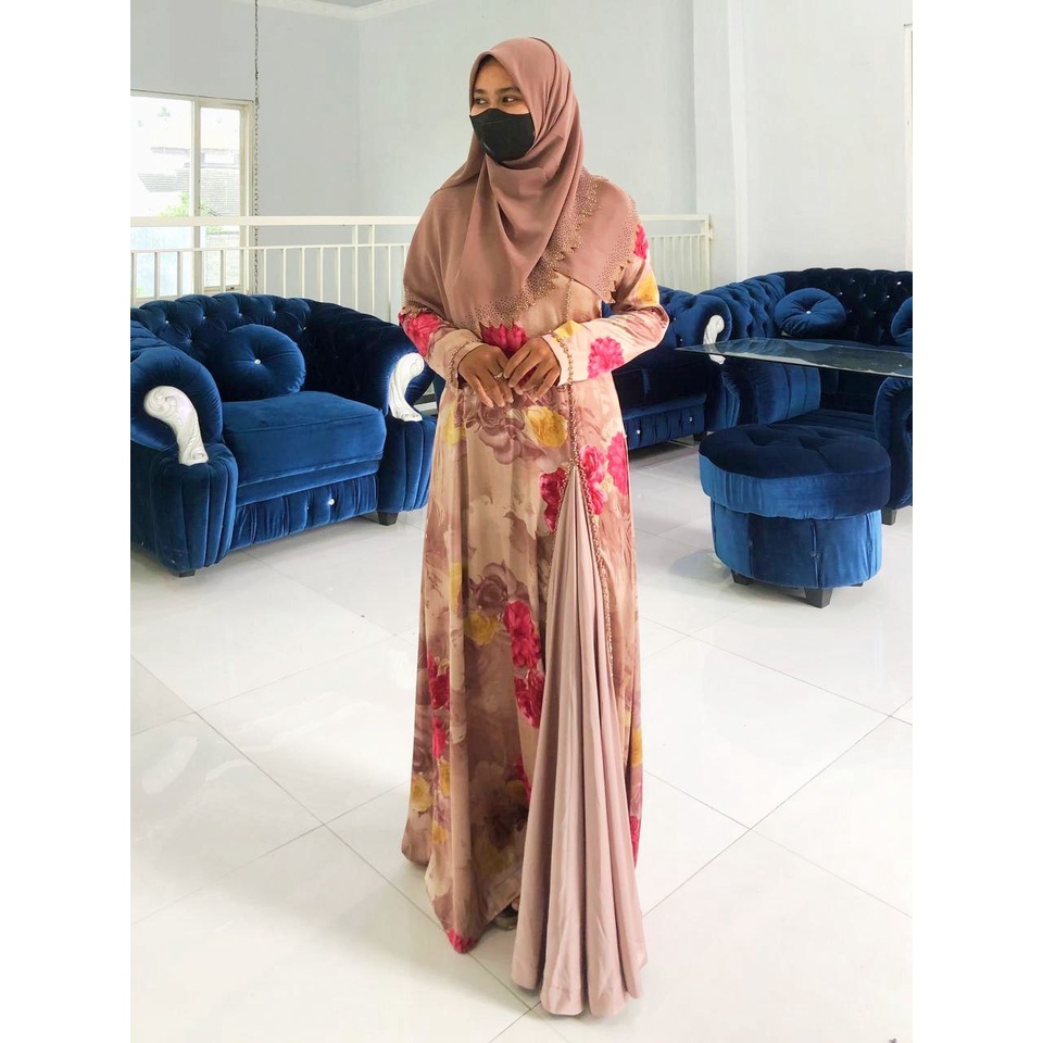 Yasmine Dress By Alshal CB Faaza Gamis Kekinian Bahan Sutra
