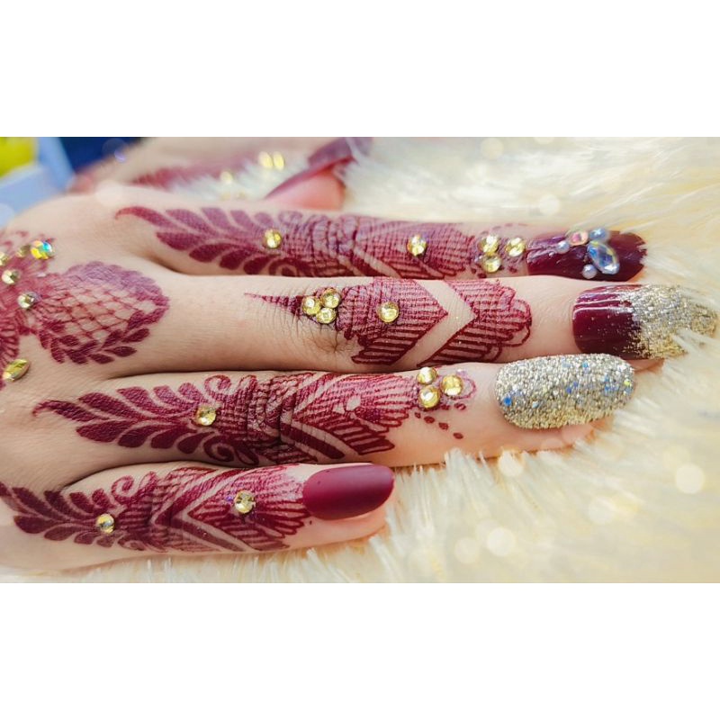 HENNA INSTAN FULL MOTIF MAROON