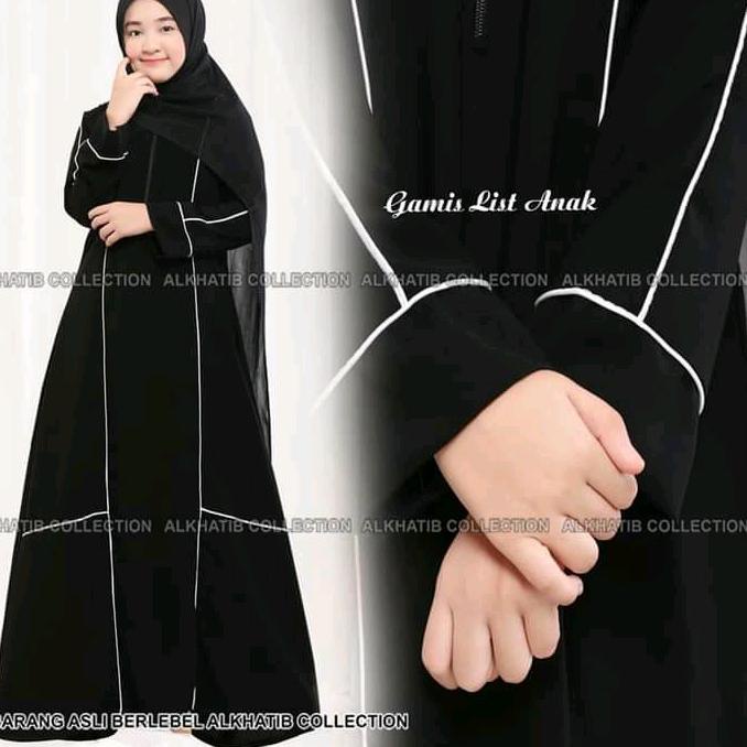 ㅸ obral Abaya Anak list putih smpngbu-fashion anak-gamis kapel-anak-muslim kids-fashion kids-pakaian
