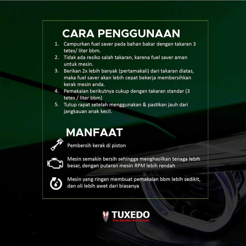 Fuel Saver - Penghemat BBM Hingga 30% &amp; Pembersih Piston. By : Tuxedo Autocare