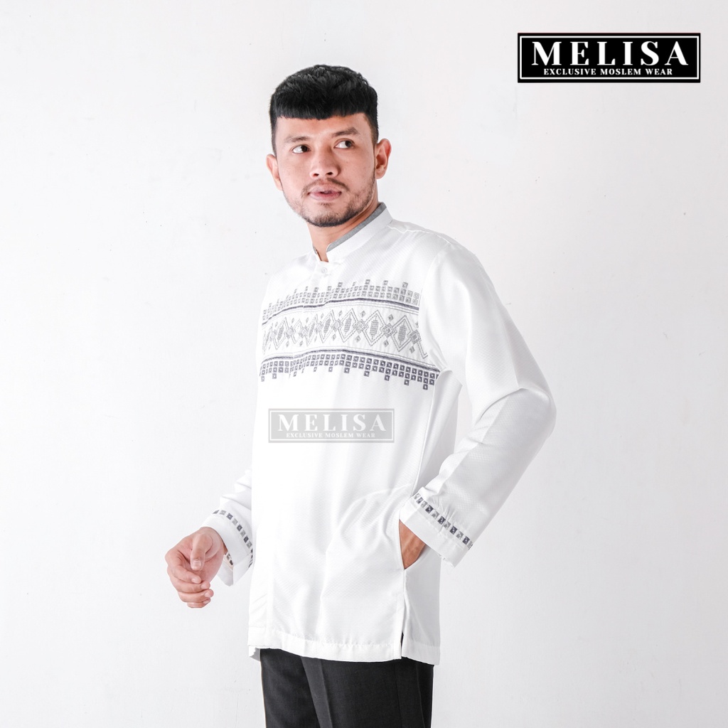 baju koko pria lengan panjang bahan poli katun warna putih tulang ukuran M L XL Baju Koko Lengan Pendek Baju Koko Fashion Muslim Pria Dewasa Terbaru