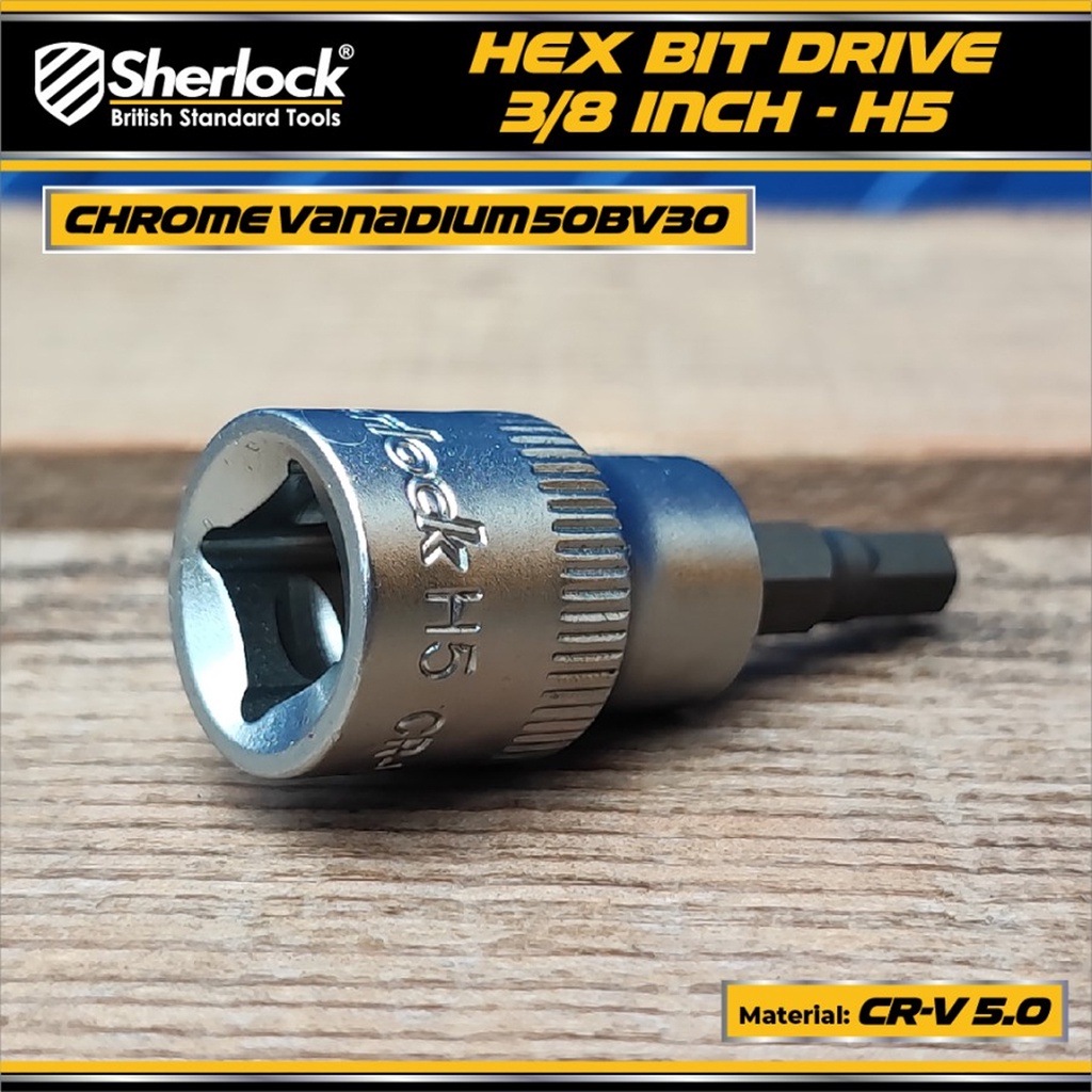 Mata Kunci Sok Socket Drive 3/8 &quot; inch Sherlock Hex Bit Shock L 5 mm