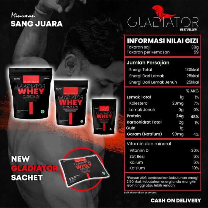 Gladiator Whey Protein Terbaik 1 Sachet