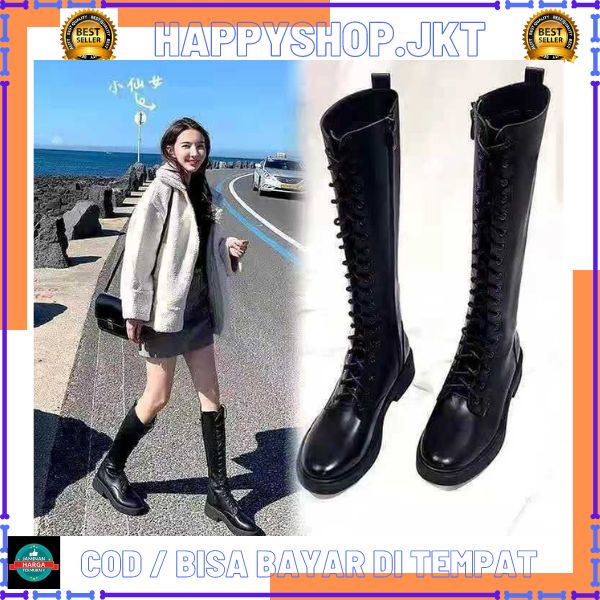HS / Free box  Sepatu Boots Wanita Panjang Hak Sedang Fashion Import 270