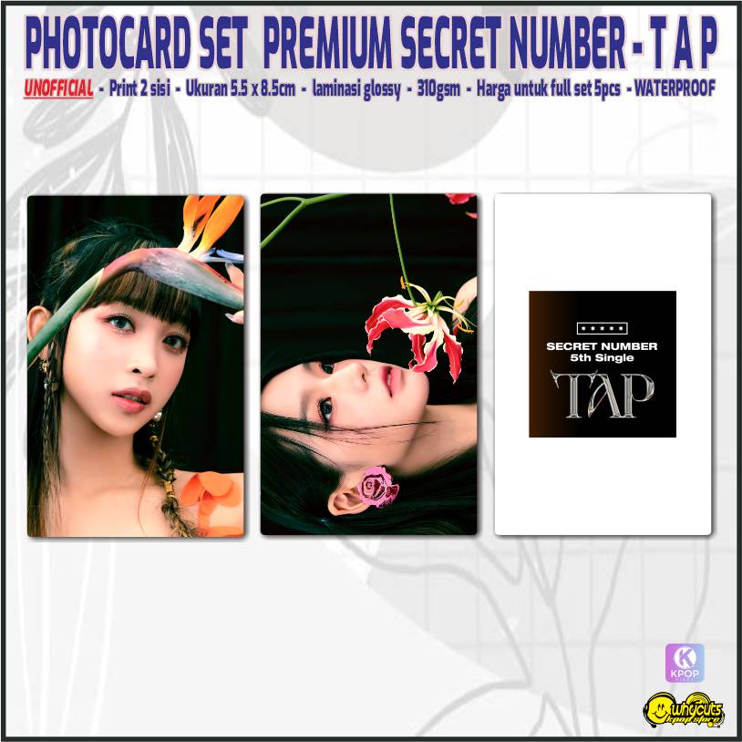 Photocard Set Premium Secret Number T A P / print 2 sisi laminasi glossy / anti air isi 5 pcs