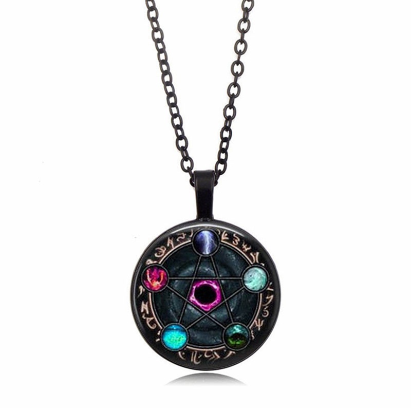 New Arrival Wiccan Pendant Kalung Rasi Bintang Zodiak Wicca Pagan Perhiasan Kaca Cabochon Jewelry