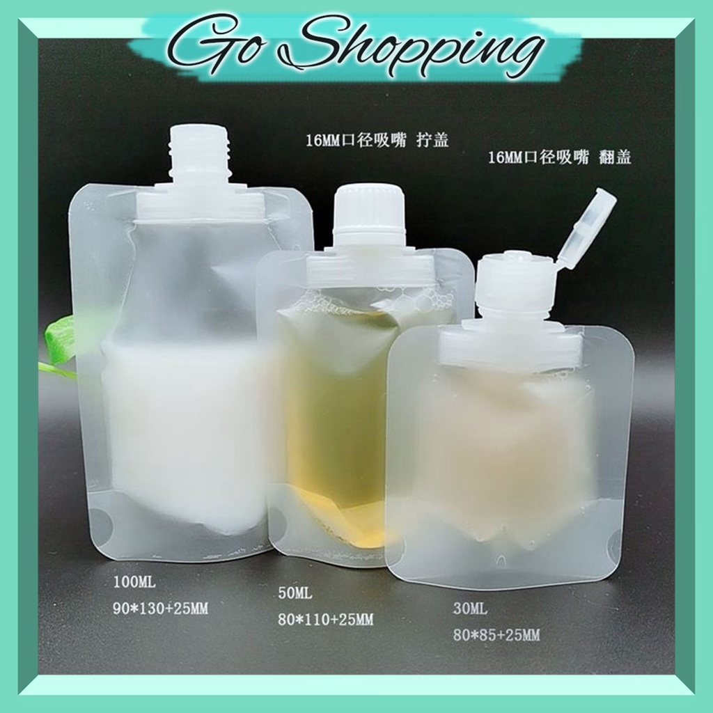 GO! BT1008 Travel Pouch Botol Refill Transparan Shower Gel Shampoo Portable Botol Refill Tempat Sabun Cair Travel Plastik Fliptop Travel