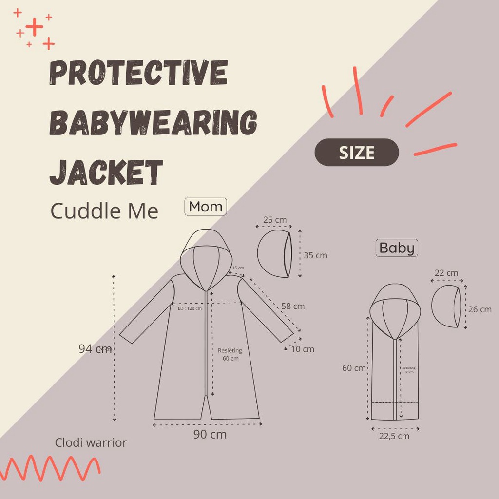 CUDDLE ME APD Jaket mantel untuk menggendong Bayi Protective babywearing free pouch masker