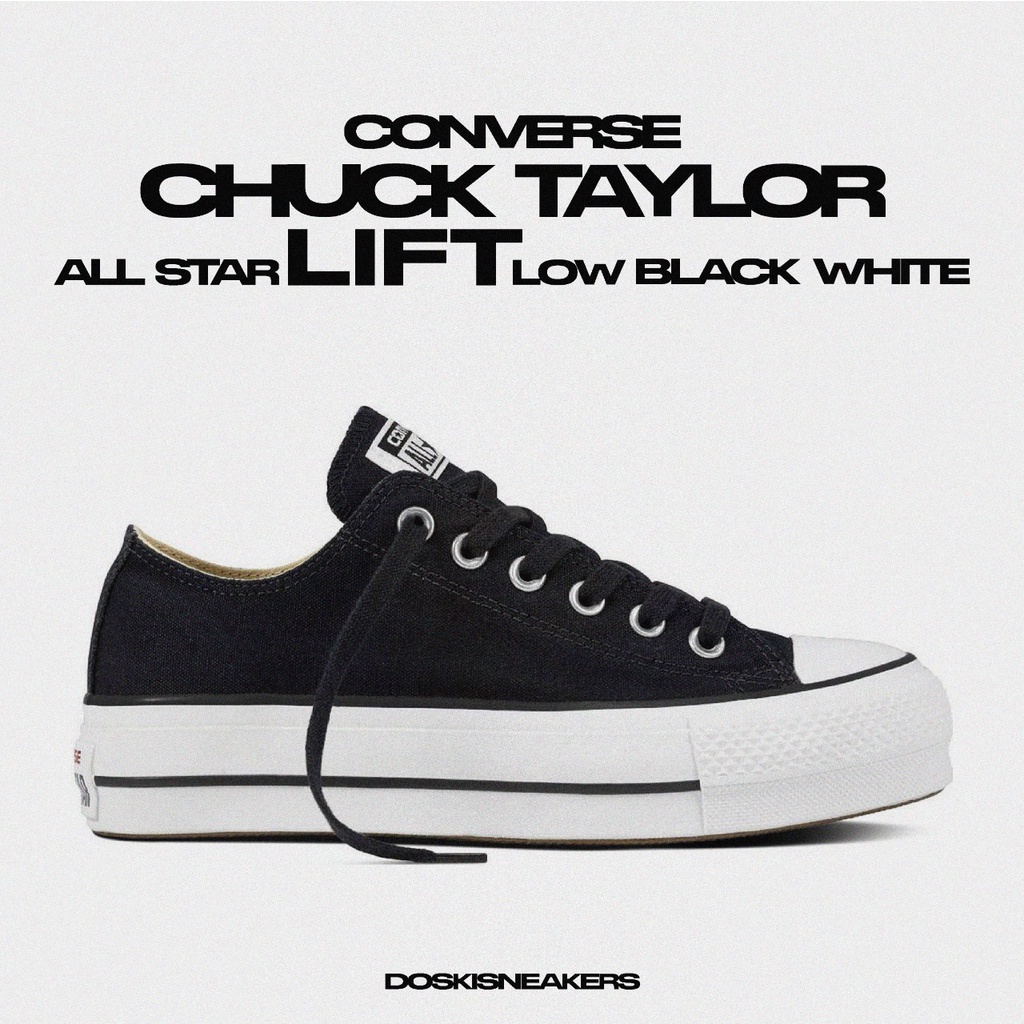 Converse Chuck Taylor All Star Lift OX Low Black White 100% Original Sneakers Casual Pria Wanita Sep