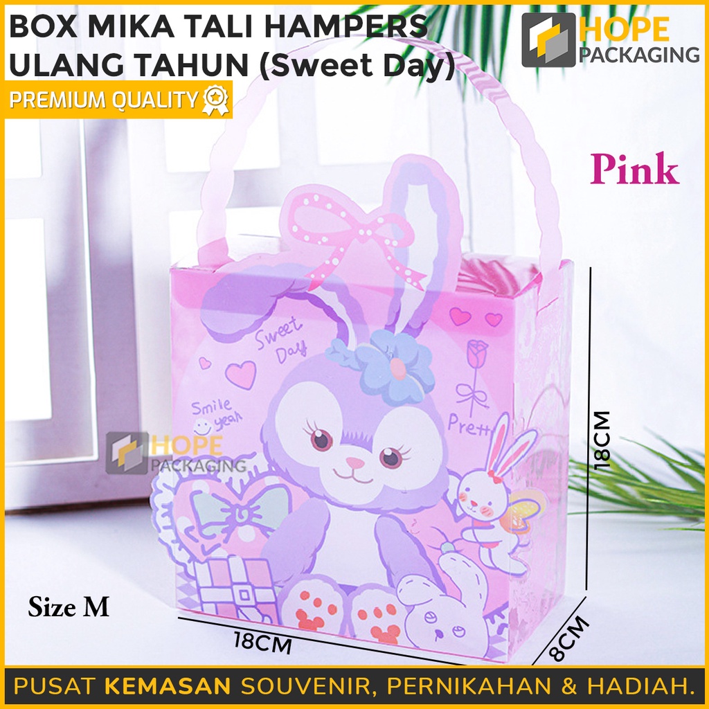 Box Mika Tali Hampers Uk. S untuk Ulang Tahun / Box Mika Transparant Hampers Goodie bag Birthday / kotak hadiah ultah souvenir anak bento box