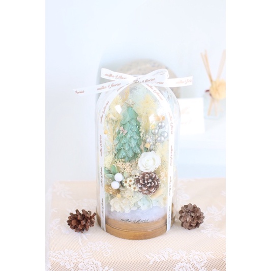 Windy Winter Large Flower Dome - Bunga Preserved Kering Christmas Natal Gift Kado Hadiah Hiasan Ruma
