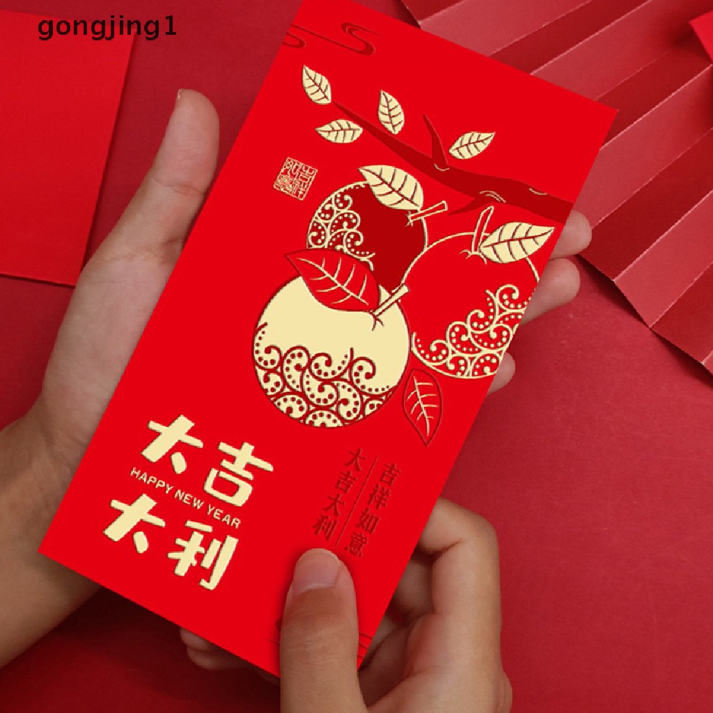 Ggg 6PCS 2023festival Tahun Kelinci Imlek Hongbao Bronzing Amplop Merah Spring Festival Good Wishes Lucky Money Red Packets Year Festival Supplies ID