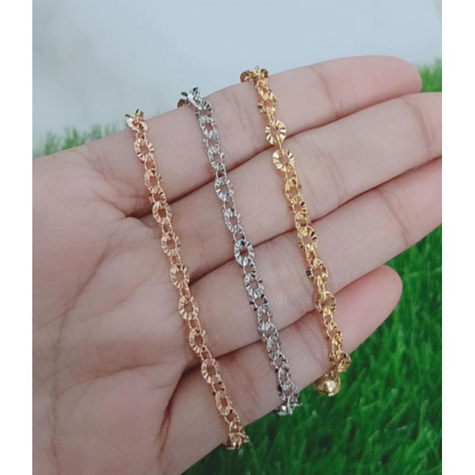 gelang perak asli silver 925 lapis emas/gelang tangan rantai nori ukir+1bel+1bunga ukir/asli silver/fashion wanita