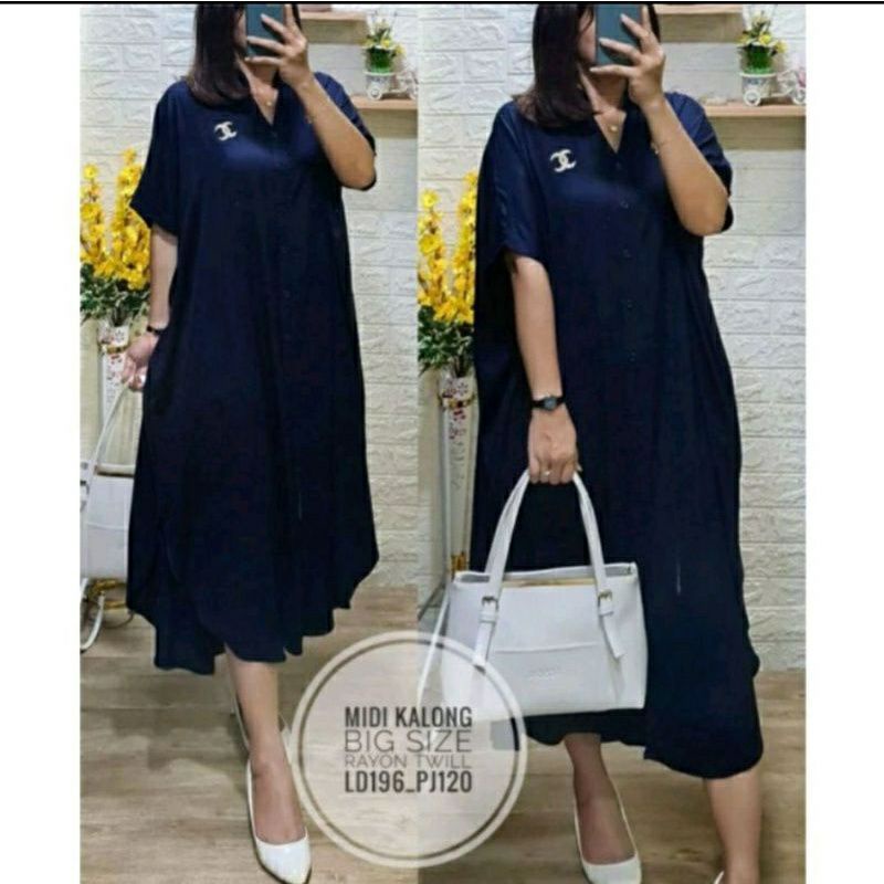 Dress Midi Jumbo Kalong Kelelawar Kekinian Busui Terbaru viral polos