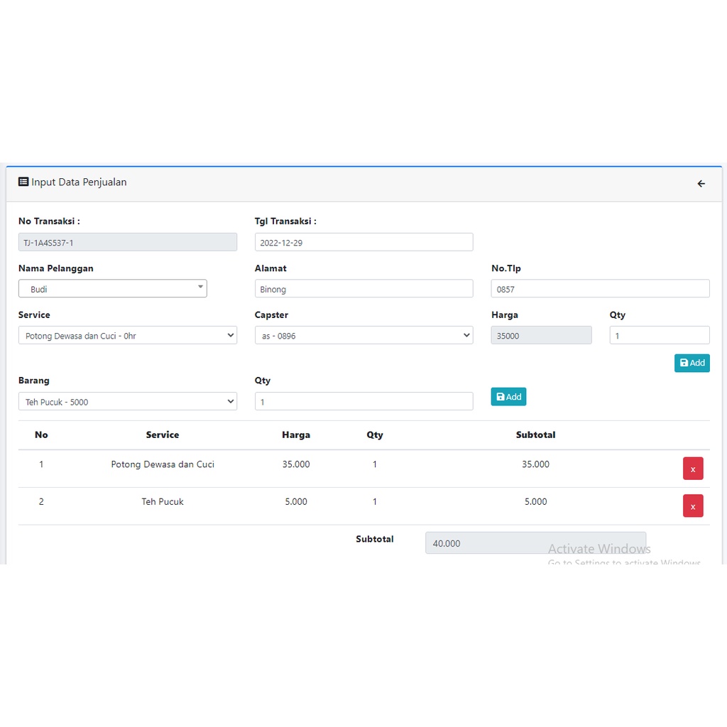 Aplikasi Kasir Barbershop Berbasis Website/Web