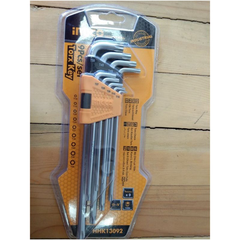 KUNCI L PANJANG BINTANG SET 9PCS TORX KEY INGCO