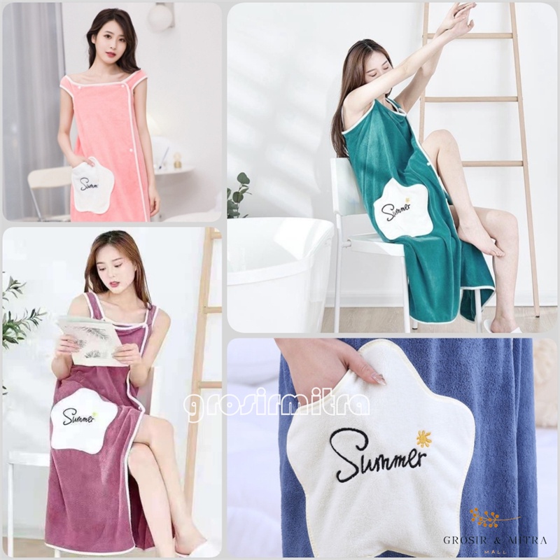 Handuk Baju  Handuk Kimono Dewasa Unisex Perlengkapan Kamar Mandi Kimono Hotel Berkualitas Menyerap Microfiber Lembut  Multifungsi Wearable Towel Baju