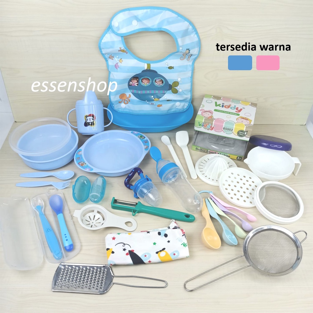 Set alat makan mpasi bayi super komplit celemet baby feeder mangkok sendok BPA FREE