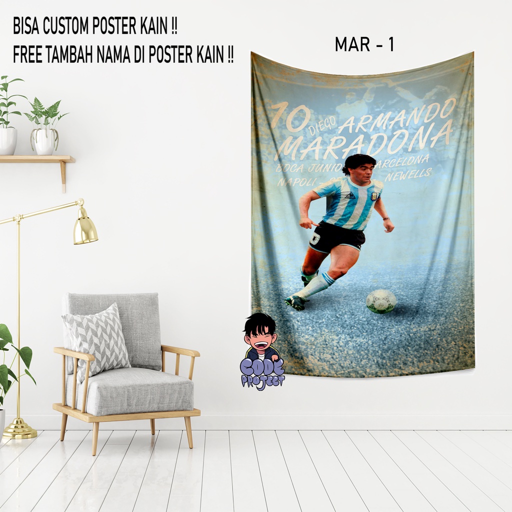 POSTER KAIN DIEGO MARADONA - maradona - hiasan dinding - pajangan dinding - dekorasi dinding kamar d
