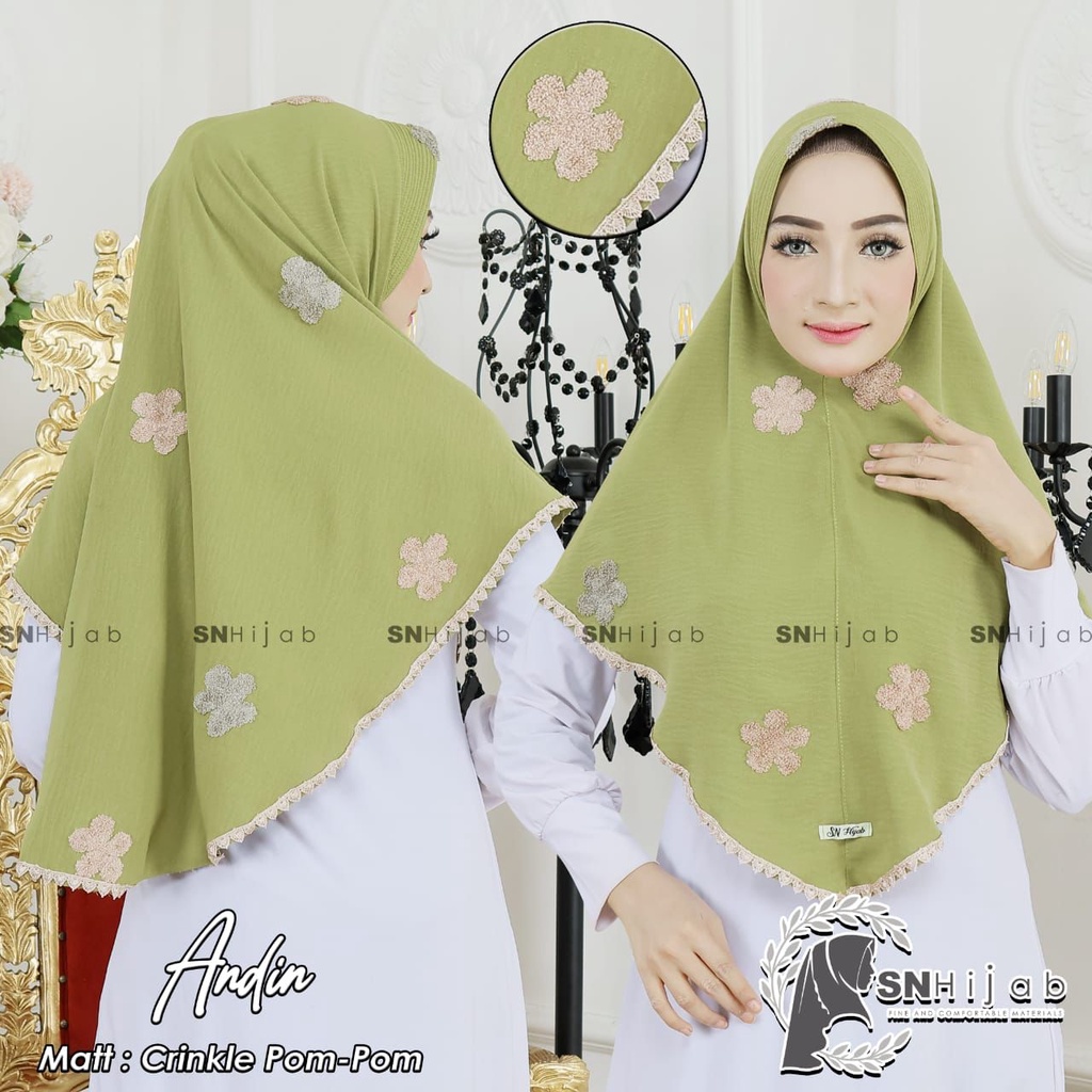HIJAB INSTAN CRINKLE POM-POM BY SN HIJAB - ANDIN