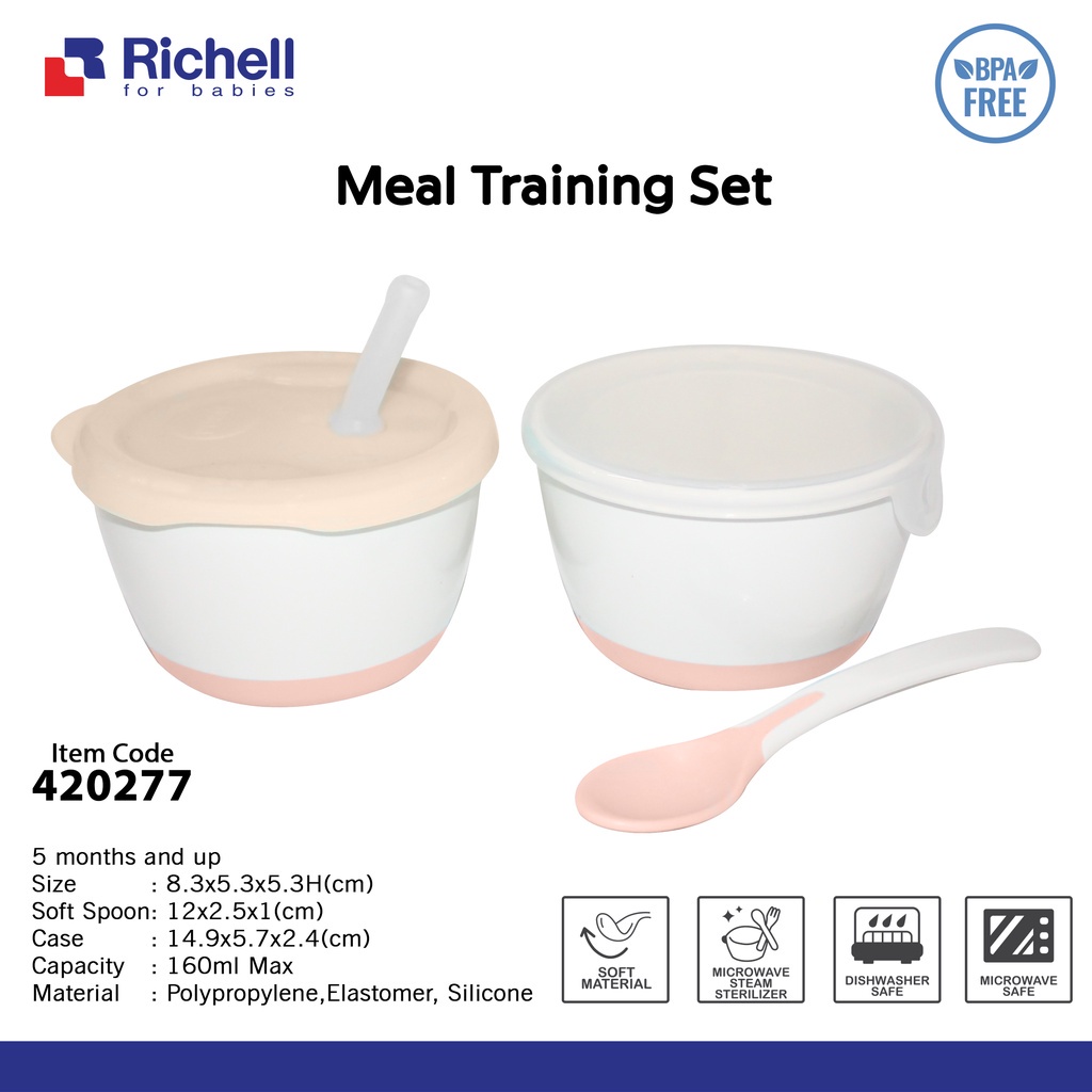 Richell Meal Training Set / Peralatan Makan Bayi (Tersedia varian warna)