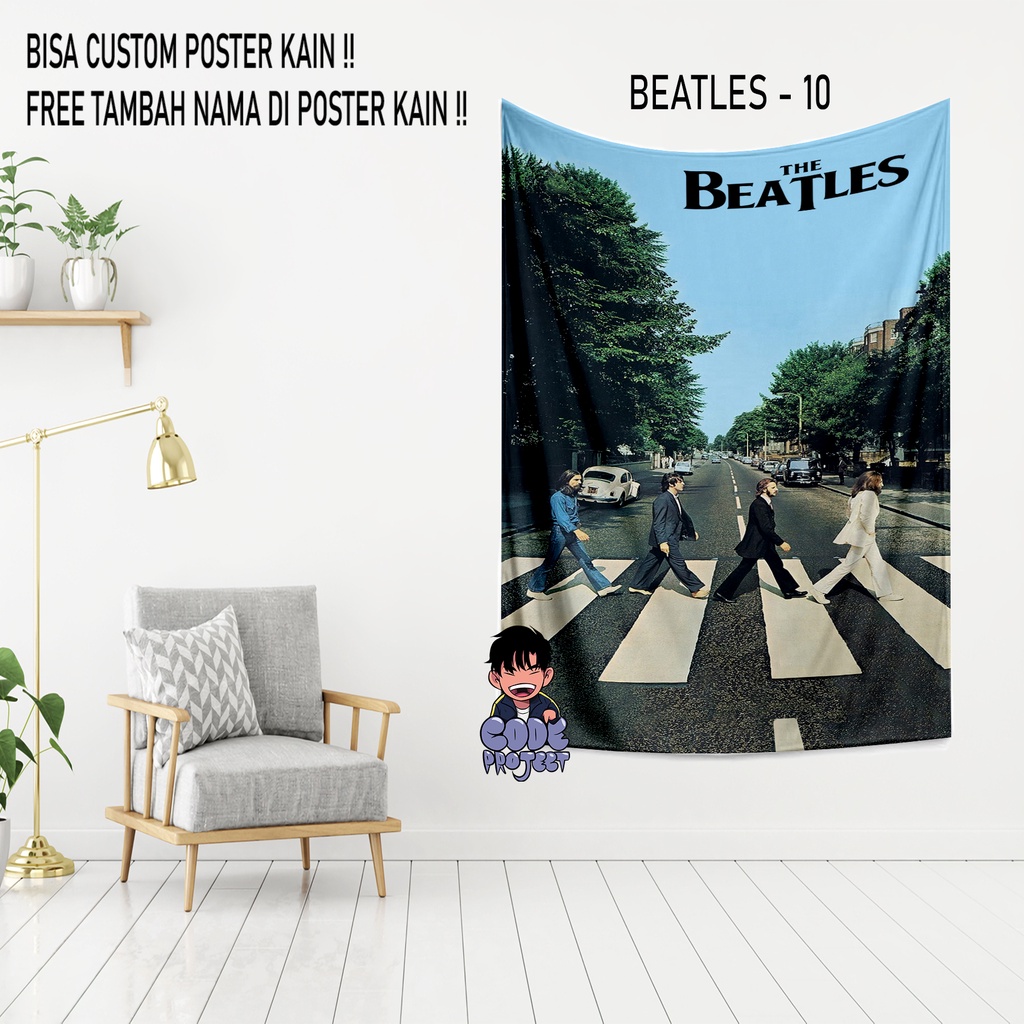 POSTER KAIN BAND THE BEATLES - the beatles - hiasan dinding - dekorasi dinding kamar the beatles - p