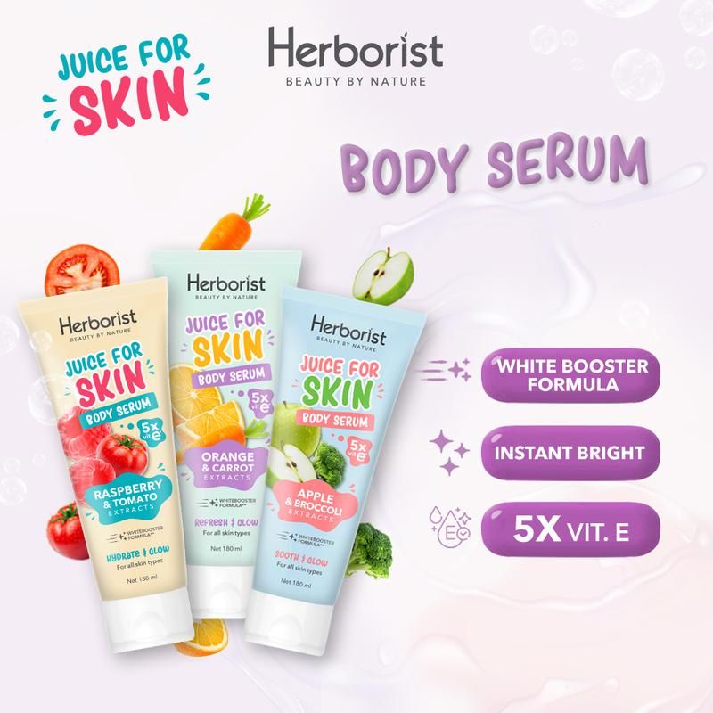 Herborist Juice for Skin Bundle 3 in 1 (Body Serum + Exfoliating Gel + Face Scrub) | Paket Herborist Bundle 3 in 1