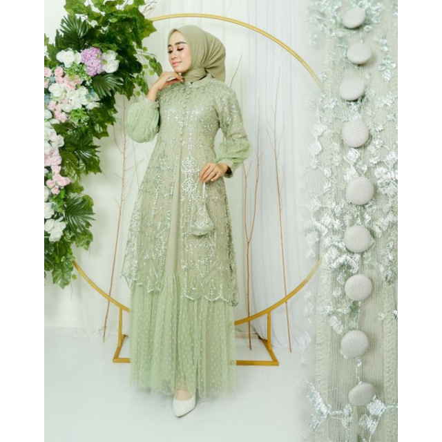 Permata Olshop / Gamis Shanum / Kebaya Modern Original / Fashion Muslim / Gamis Pesta Terbaru / Gamis Pesta Mewah / Gamis Brukat Modern