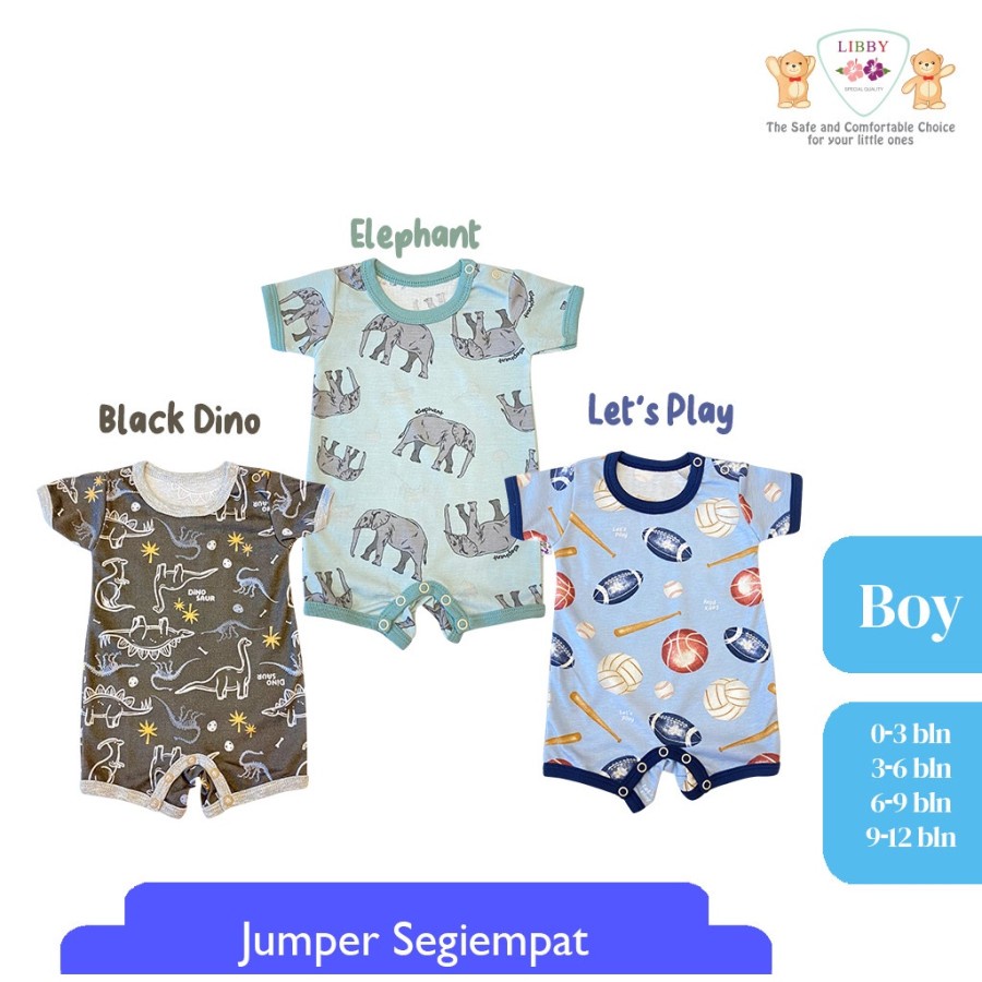 Libby Premium Jumper Segiempat Motif Boy &amp; Girl / Romper Bayi