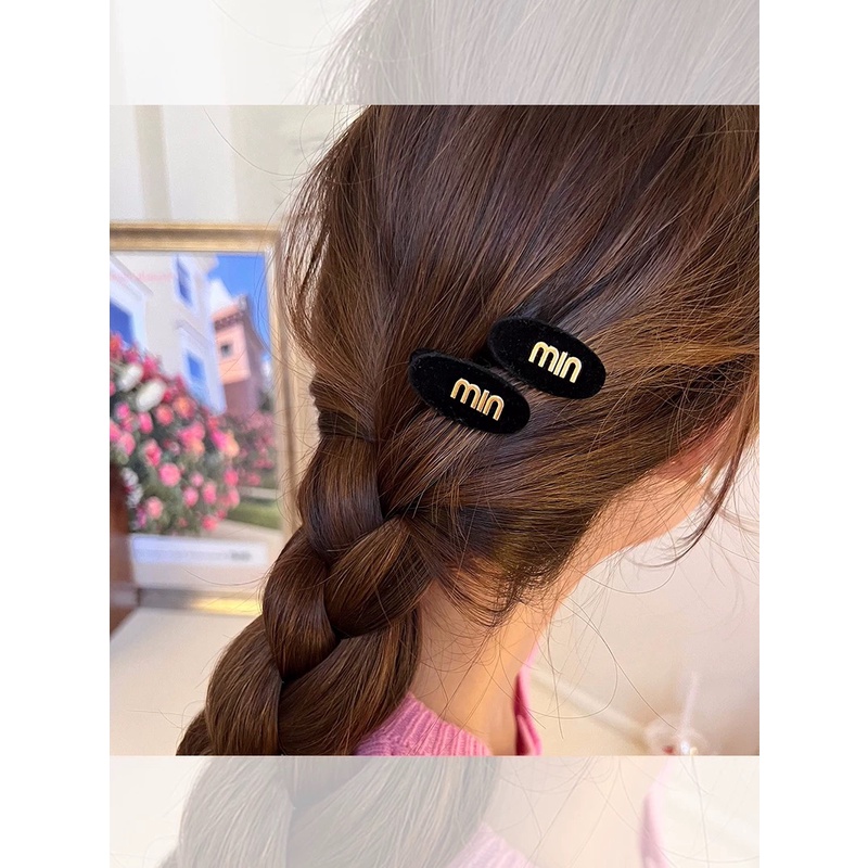 Logam Huruf Klip Rambut Klip Sisi Klip Poni Klip Aksesoris Rambut Hiasan Kepala Hair Clip Duckbill Clip Perempuan Musim Gugur Dingin Beludru