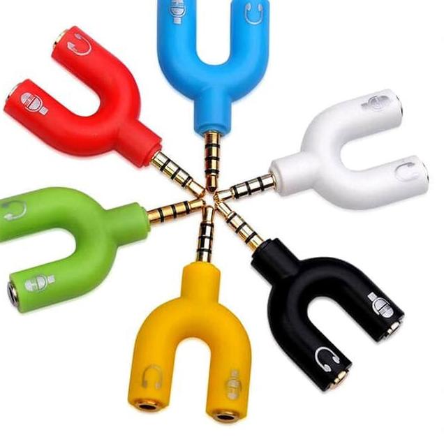 TERMURAH Jack Audio Splitter Untuk Mic Clip On Dan Earphone 3.5 Mm Smartphone ゠