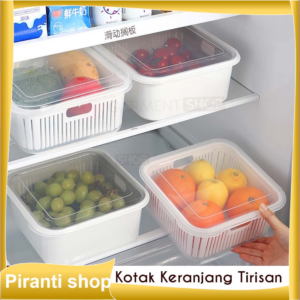 wadah tempat Saringan Serbaguna Kotak tempat  Storage Box Multifungsi Penyimpanan Kulkas Pengering S